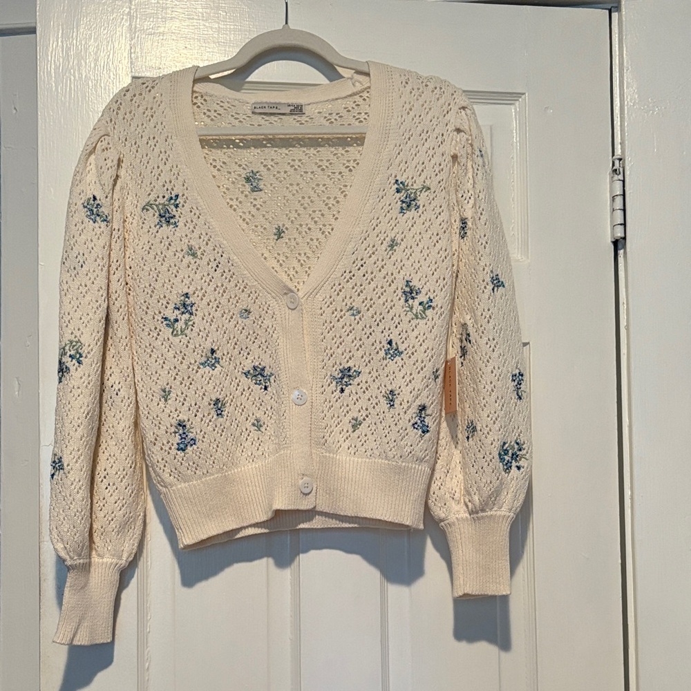 Cream Floral Knit Women's Sweater